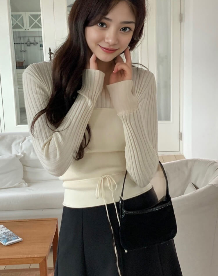 レイヤード ニット セット ビスチェ カットソー 

