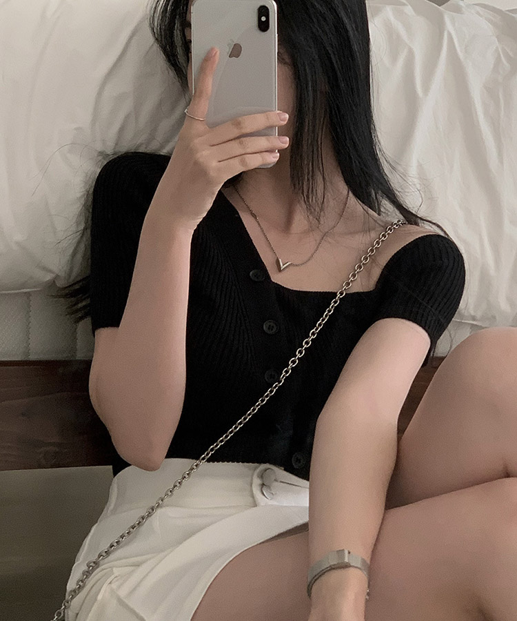 アンシンメトリー 半袖 オフショルダー ニット