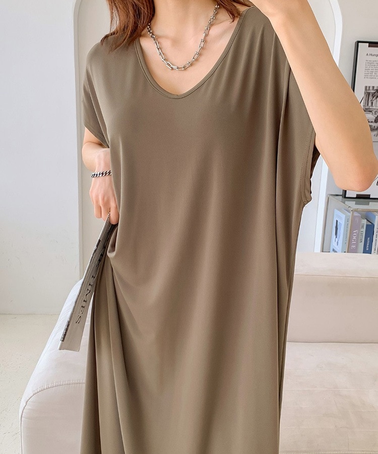 てろんと感 ドルマンスリーブ 半袖 ワンピース