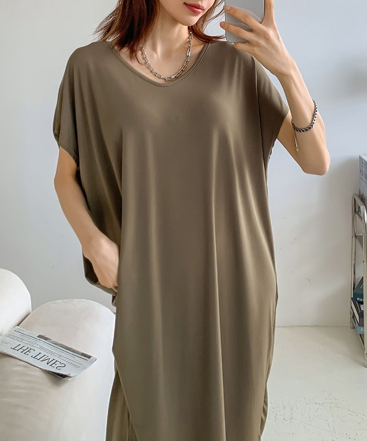 てろんと感 ドルマンスリーブ 半袖 ワンピース