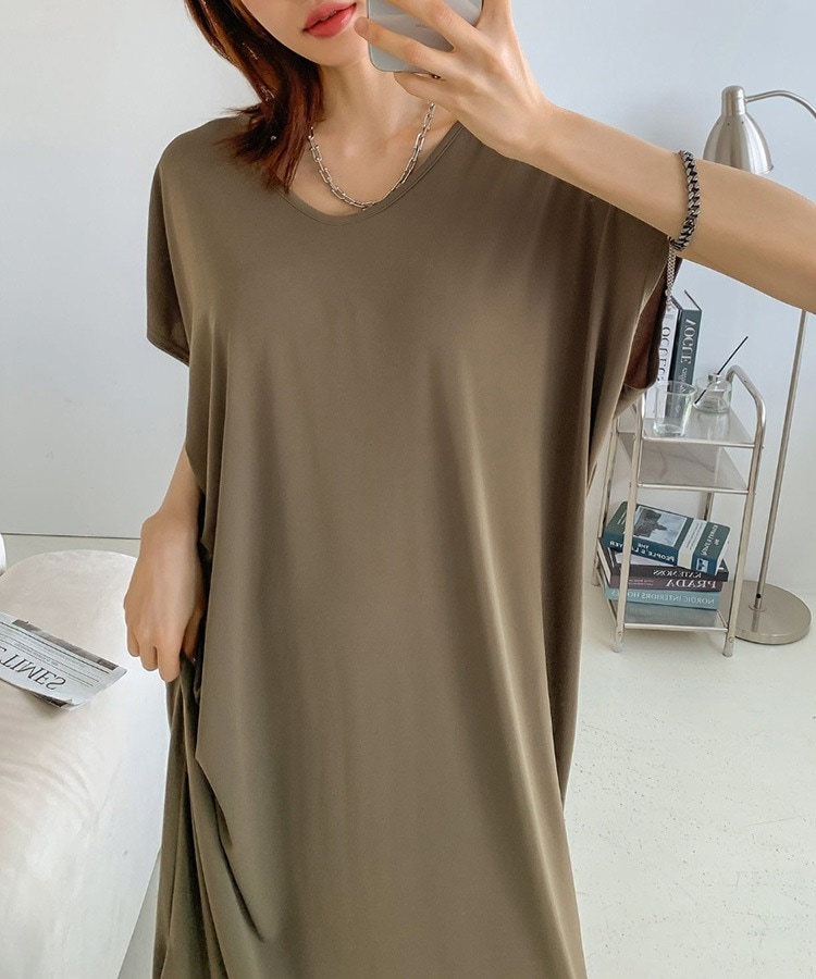 てろんと感 ドルマンスリーブ 半袖 ワンピース