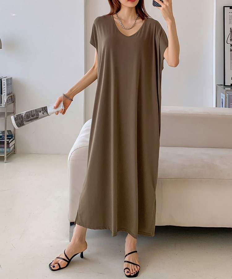 てろんと感 ドルマンスリーブ 半袖 ワンピース