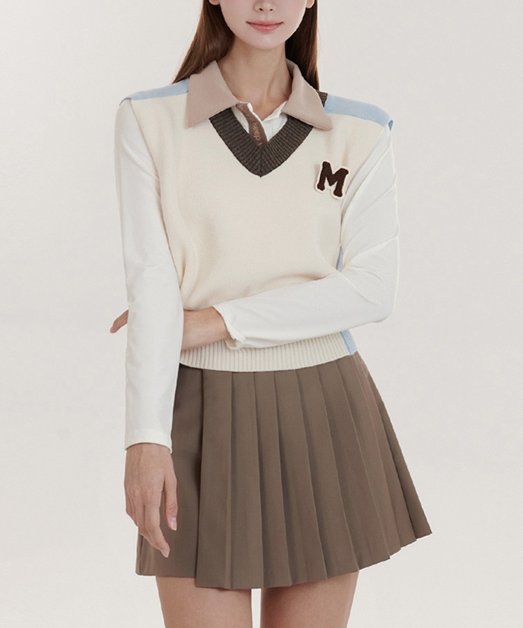 配色 プルオーバー Vネック ベスト 韓国ゴルフウェア