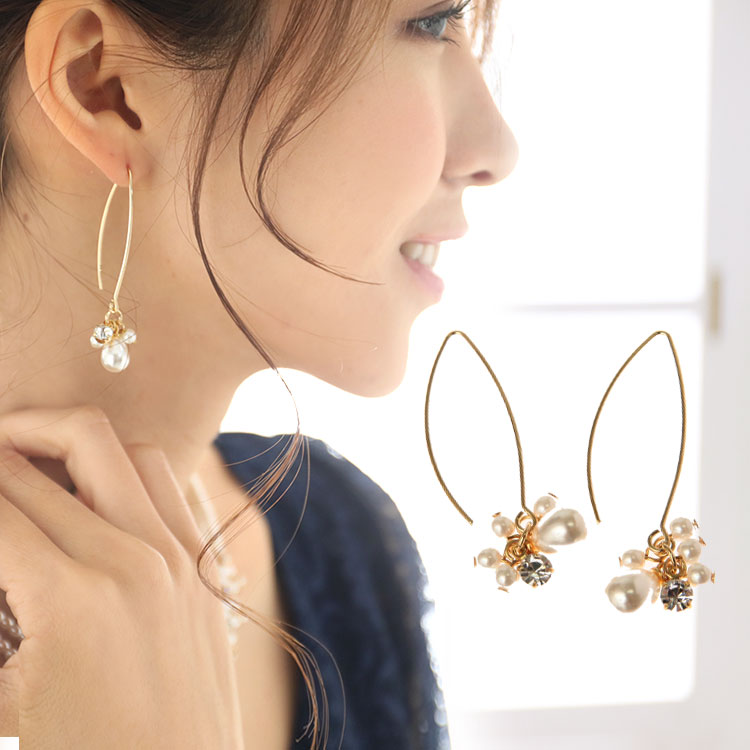 メール便送料無料 ピアス パール 揺れる