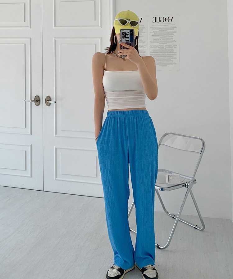 リンクルプリーツ ビビットカラー ワイドパンツ