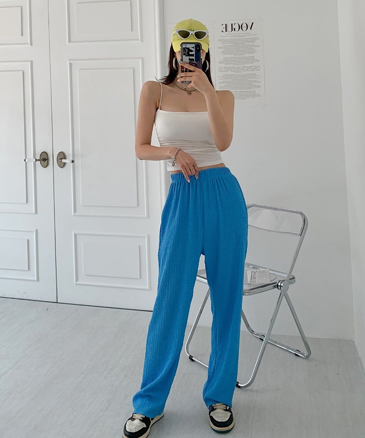 リンクルプリーツ ビビットカラー ワイドパンツ