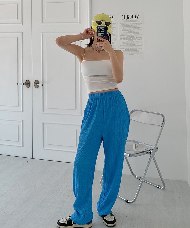 リンクルプリーツ ビビットカラー ワイドパンツ