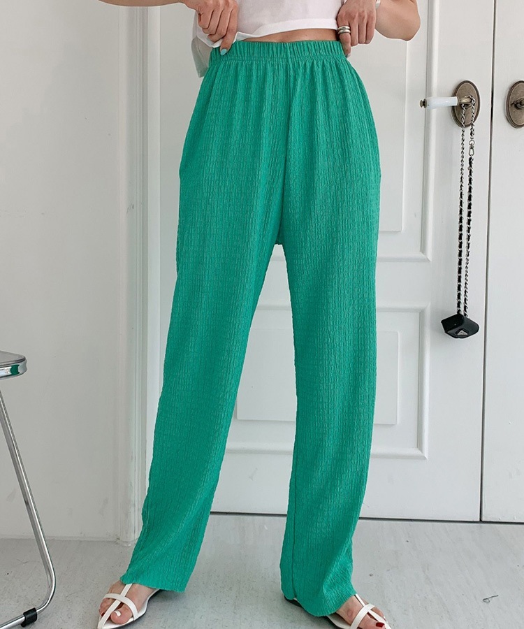 リンクルプリーツ ビビットカラー ワイドパンツ