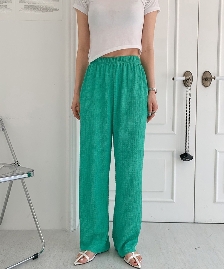 リンクルプリーツ ビビットカラー ワイドパンツ