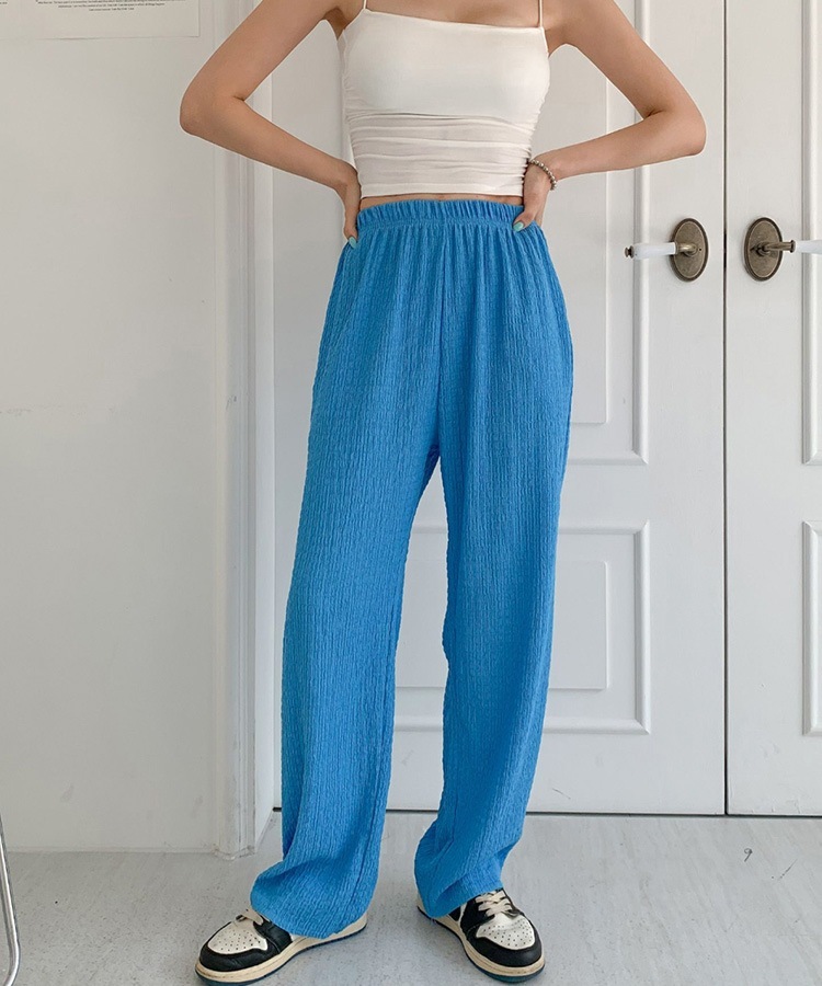 リンクルプリーツ ビビットカラー ワイドパンツ