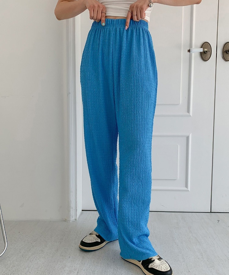 リンクルプリーツ ビビットカラー ワイドパンツ