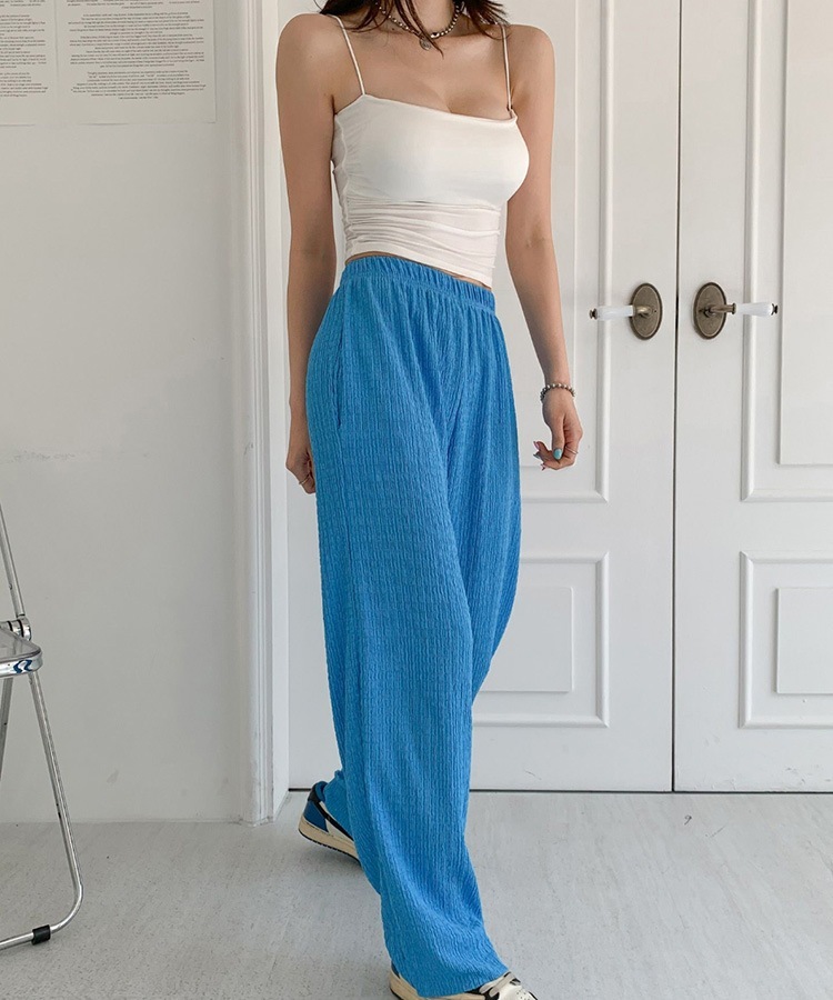 リンクルプリーツ ビビットカラー ワイドパンツ