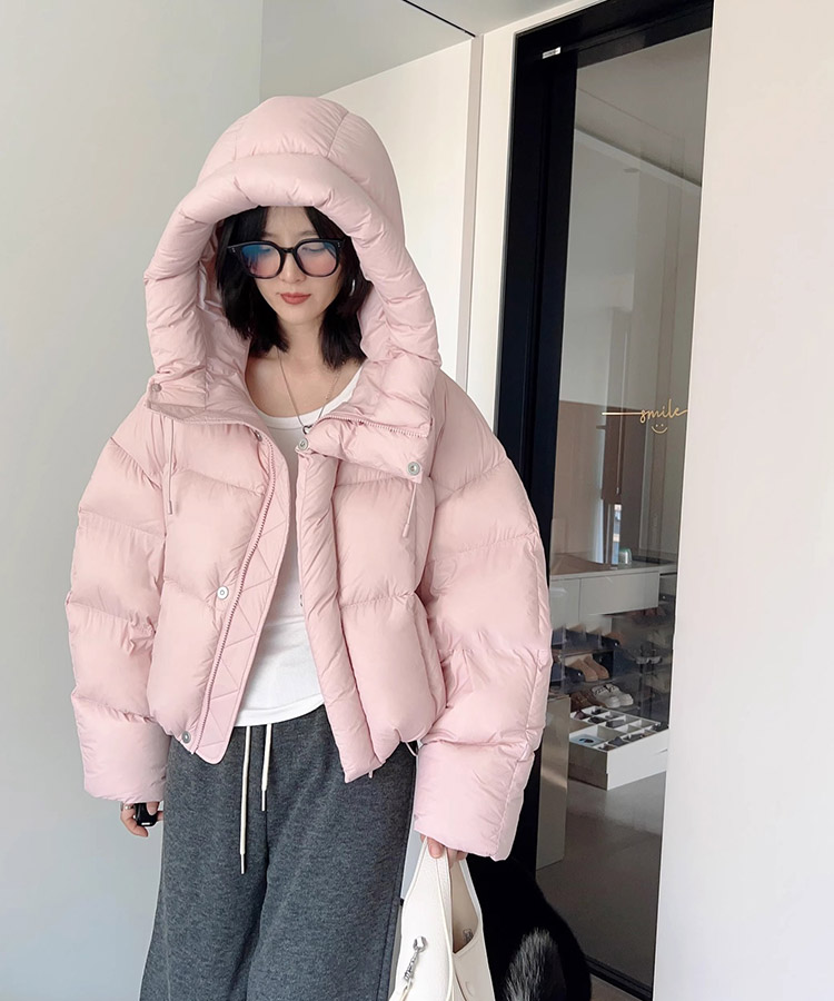 フード付き ショート丈 ふわもこ ダウンジャケット

