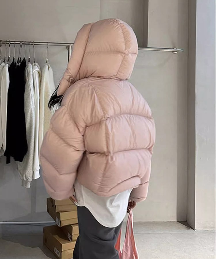 フード付き ショート丈 ふわもこ ダウンジャケット | レディース