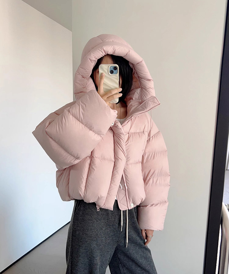 フード付き ショート丈 ふわもこ ダウンジャケット

