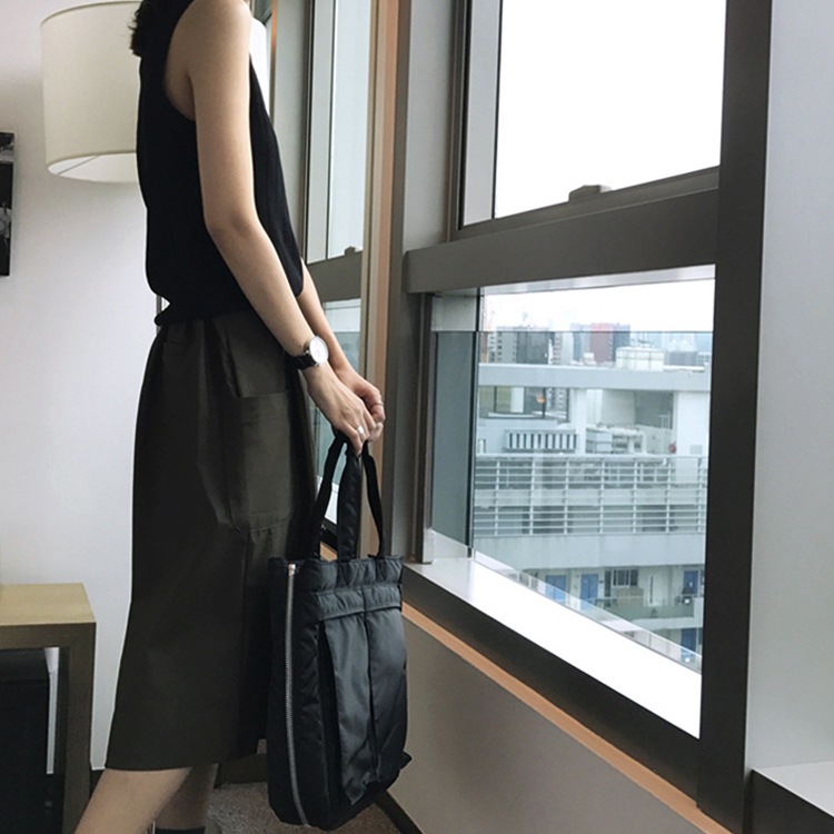 クルーネック 太リブニット タンクトップ