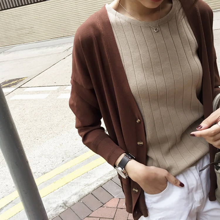 クルーネック 太リブニット タンクトップ