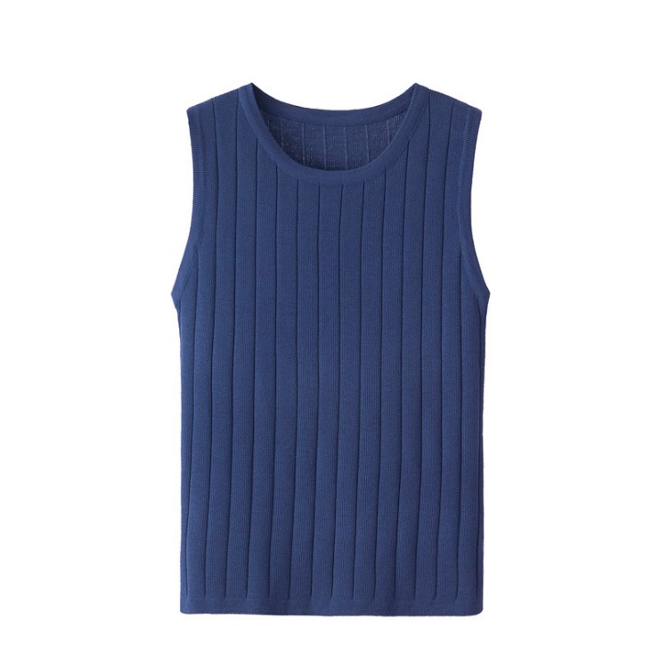 クルーネック 太リブニット タンクトップ