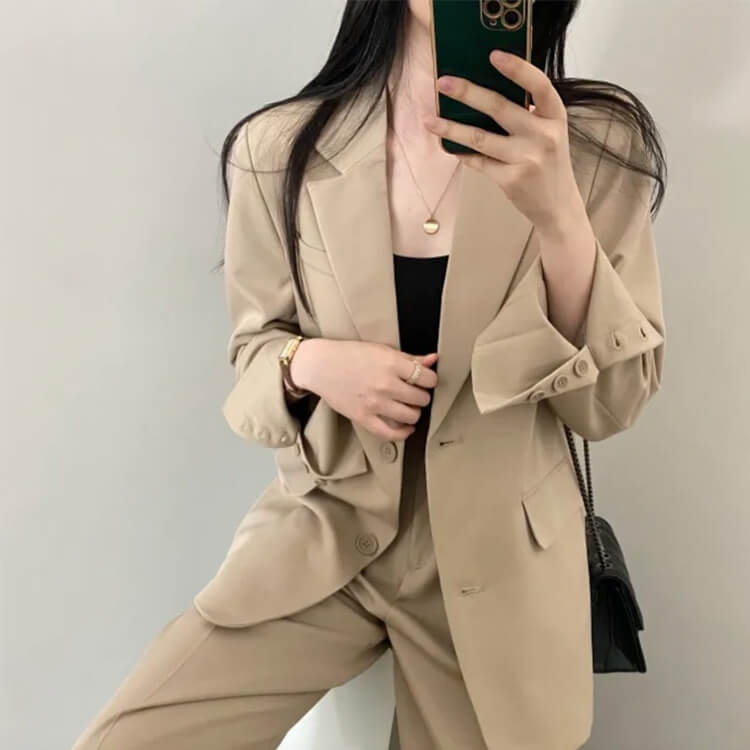 ジャケット ワイドパンツ セットアップ セミロング オフィス セミロング丈ジャケット ワイドパンツ カジュアルスーツ