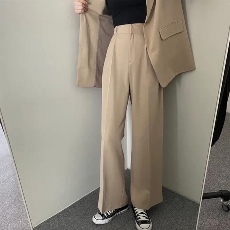ジャケット ワイドパンツ セットアップ セミロング オフィス セミロング丈ジャケット ワイドパンツ カジュアルスーツ