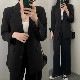 セミロング丈ジャケット ワイドパンツ カジュアルスーツ
