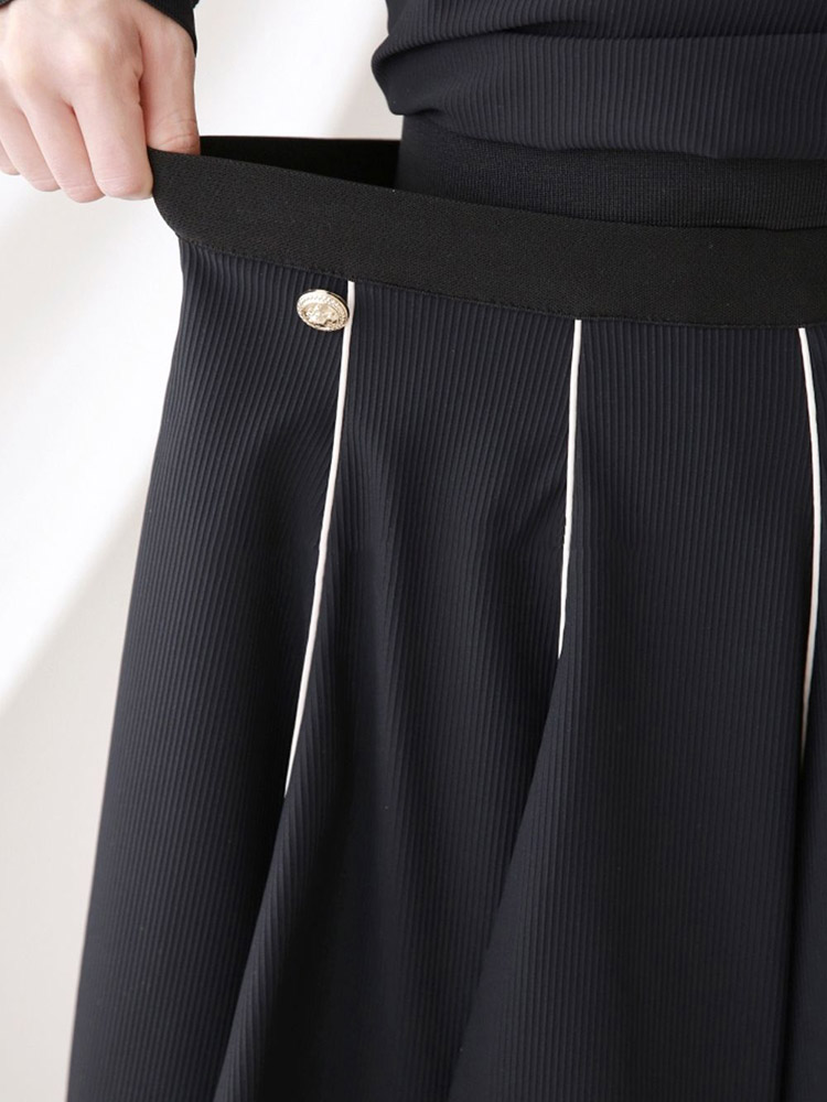 韓国ゴルフウエア リブ素材 ウエスマーク フレアスカート