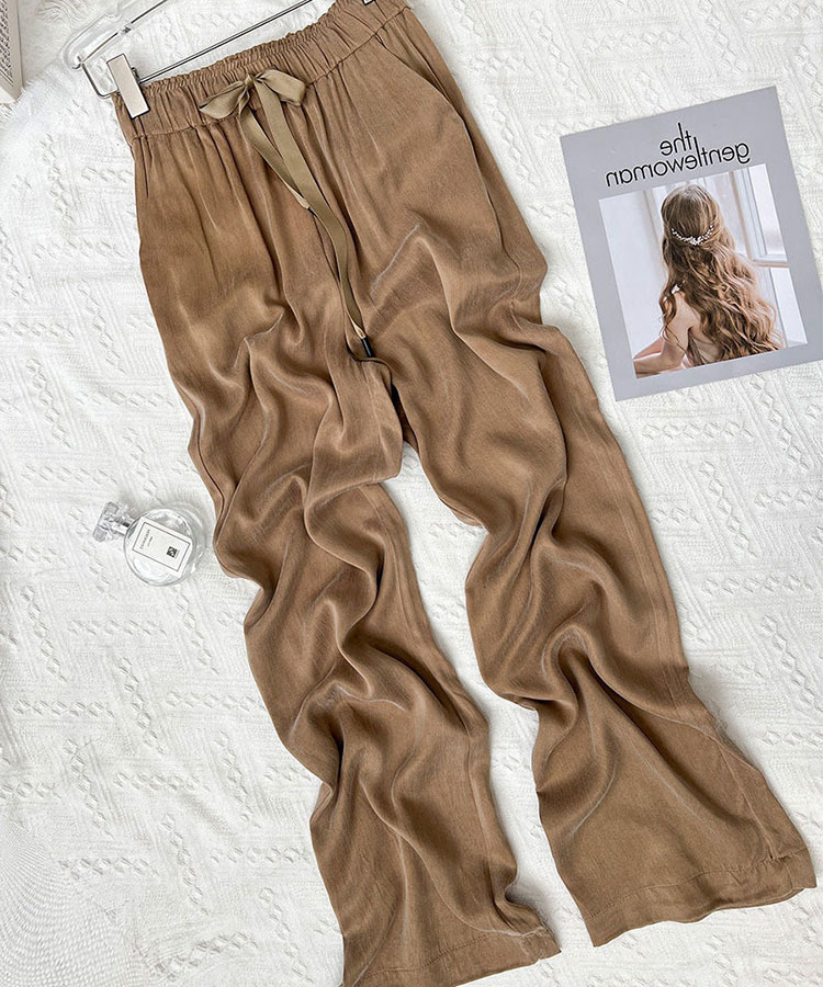 ひんやり涼しい とろみ ロング丈 ワイドパンツ