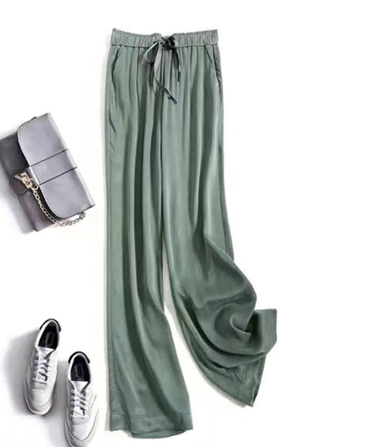 ひんやり涼しい とろみ ロング丈 ワイドパンツ