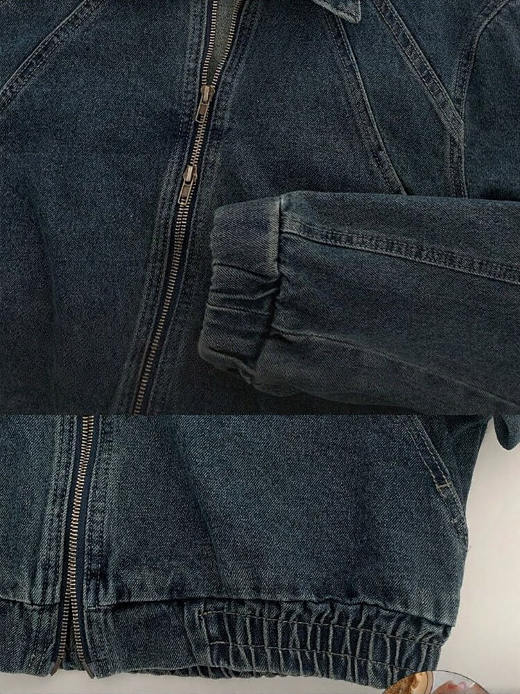 切り替え デニム ジップアップ ショート丈 ジャケット