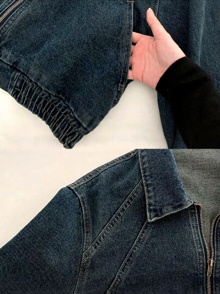 切り替え デニム ジップアップ ショート丈 ジャケット