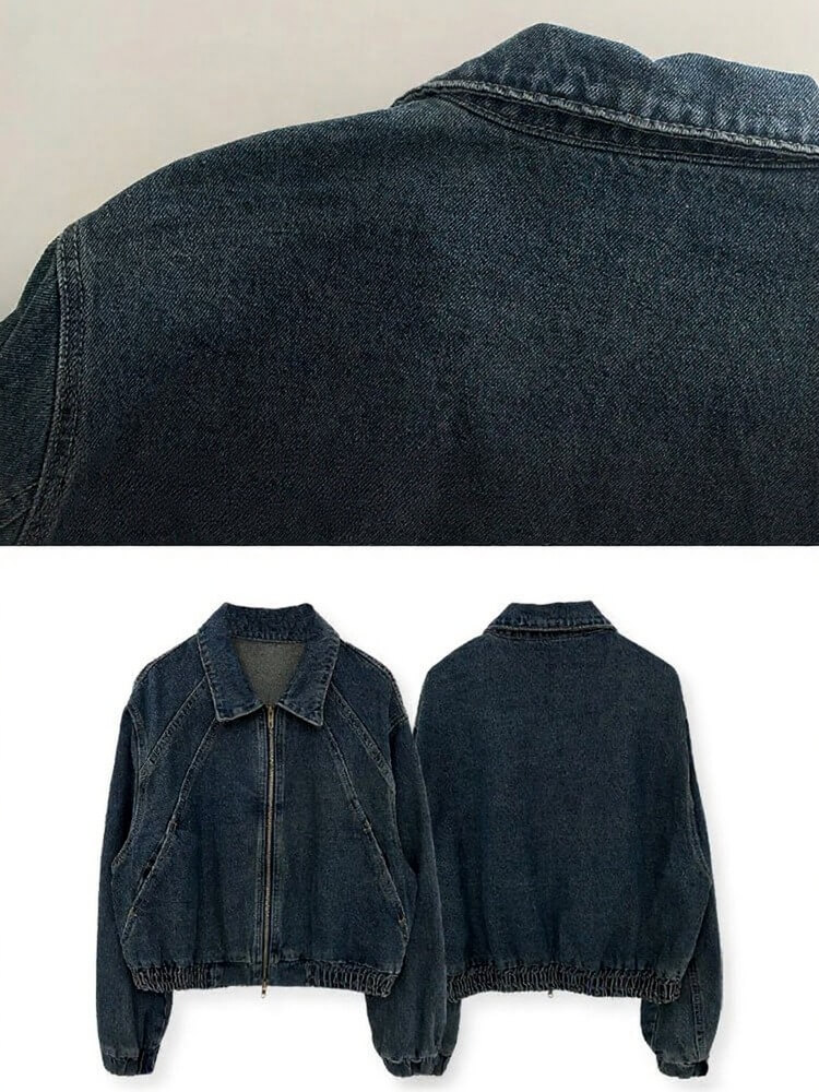 切り替え デニム ジップアップ ショート丈 ジャケット