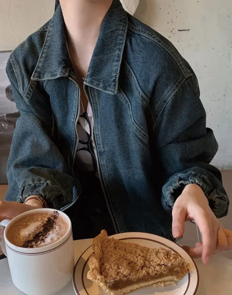 切り替え デニム ジップアップ ショート丈 ジャケット