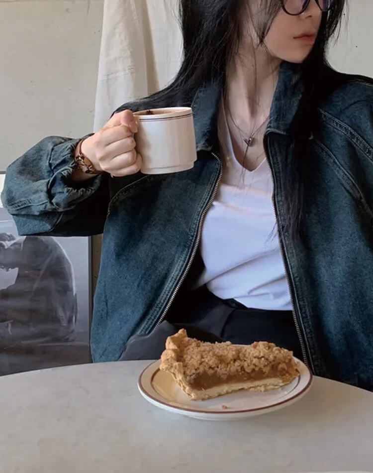 切り替え デニム ジップアップ ショート丈 ジャケット