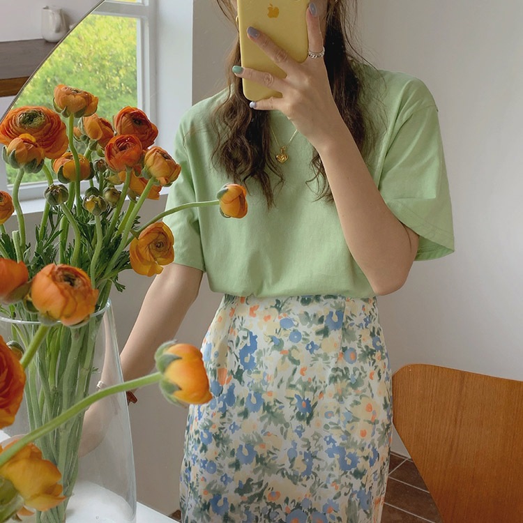 バックプリント 5分袖 Tシャツ