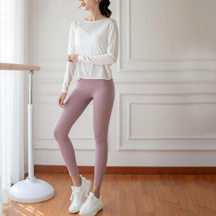 背中見せ バッククロス 長袖Tシャツ ヨガウェア