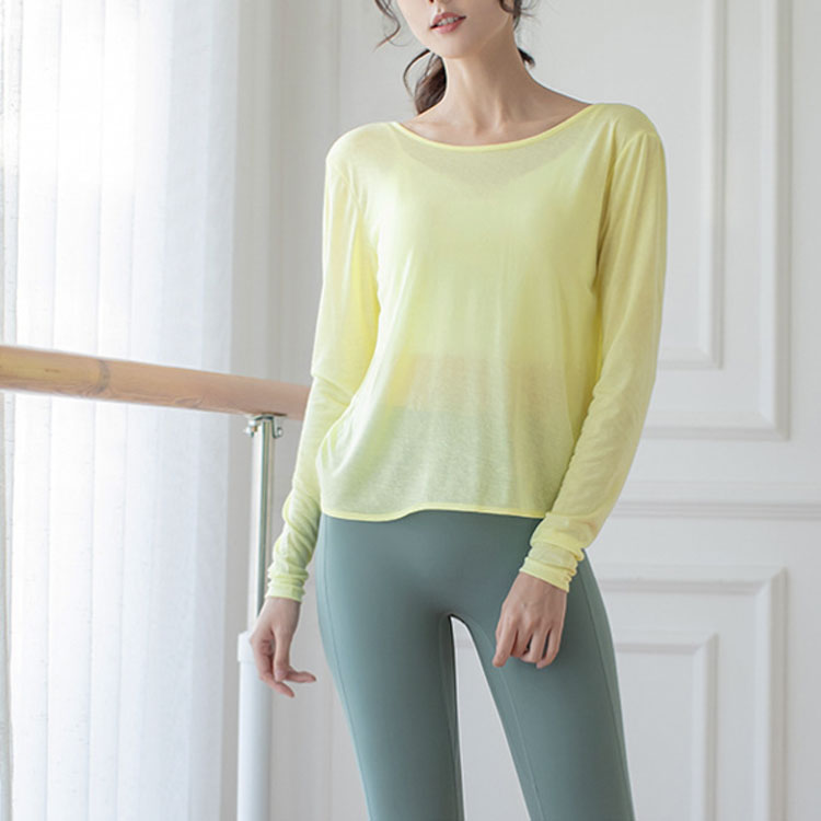 背中見せ バッククロス 長袖Tシャツ ヨガウェア