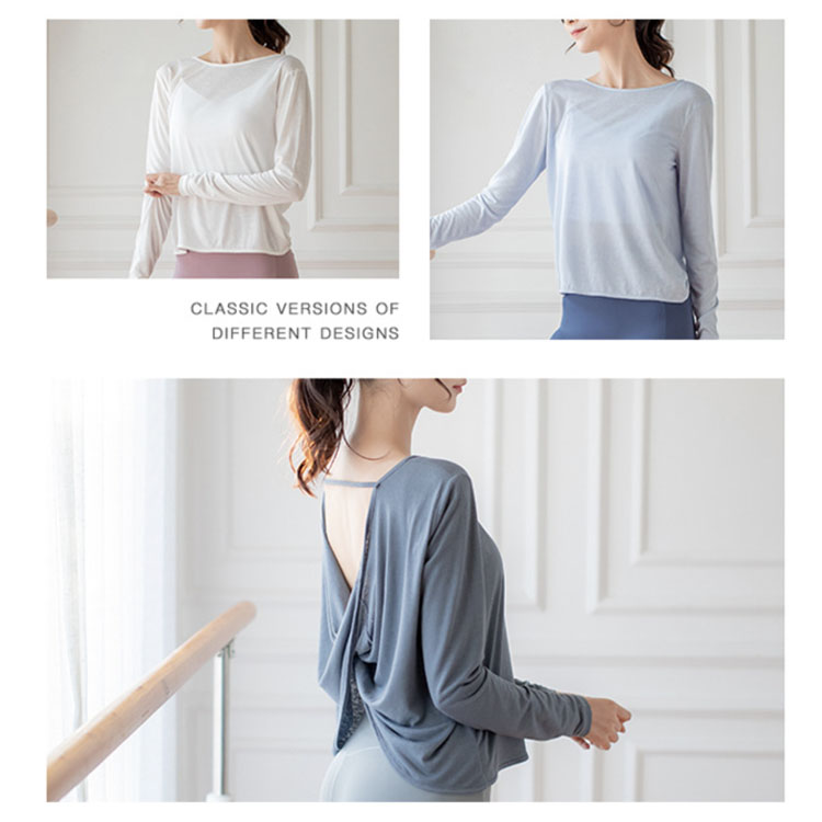 背中見せ バッククロス 長袖Tシャツ ヨガウェア
