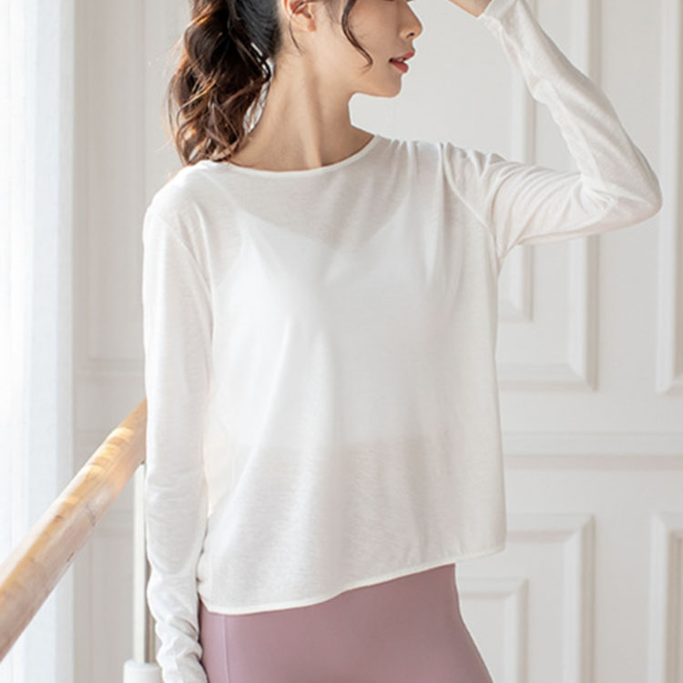 背中見せ バッククロス 長袖Tシャツ ヨガウェア