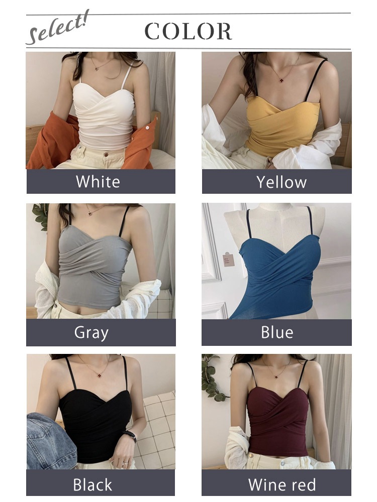 カップ付き クロスデザイン キャミソール