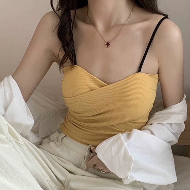 カップ付き クロスデザイン キャミソール