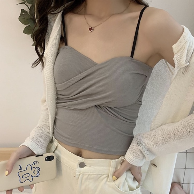 カップ付き クロスデザイン キャミソール