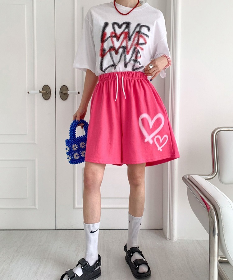 ダブルハート スウェット ハーフパンツ