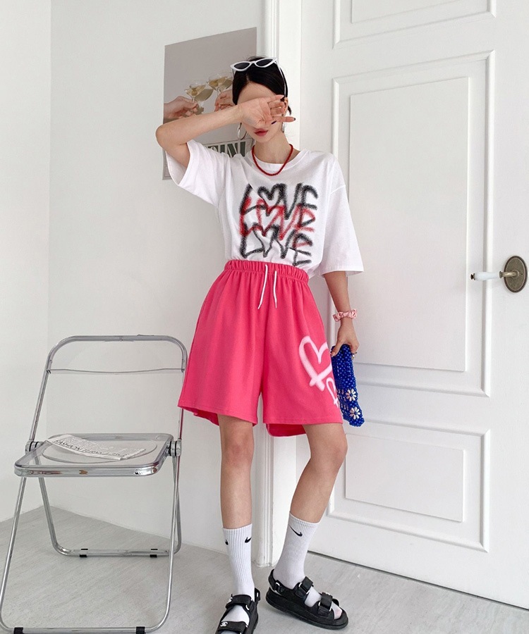 ダブルハート スウェット ハーフパンツ