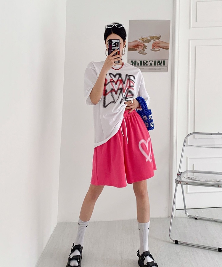 ダブルハート スウェット ハーフパンツ