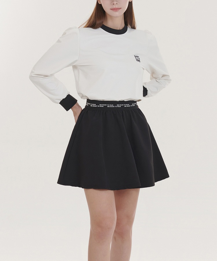 バイカラー 長袖 パフスリーブ トップス 韓国ゴルフウェア