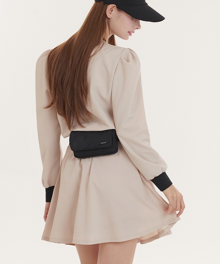 バイカラー 長袖 パフスリーブ トップス 韓国ゴルフウェア