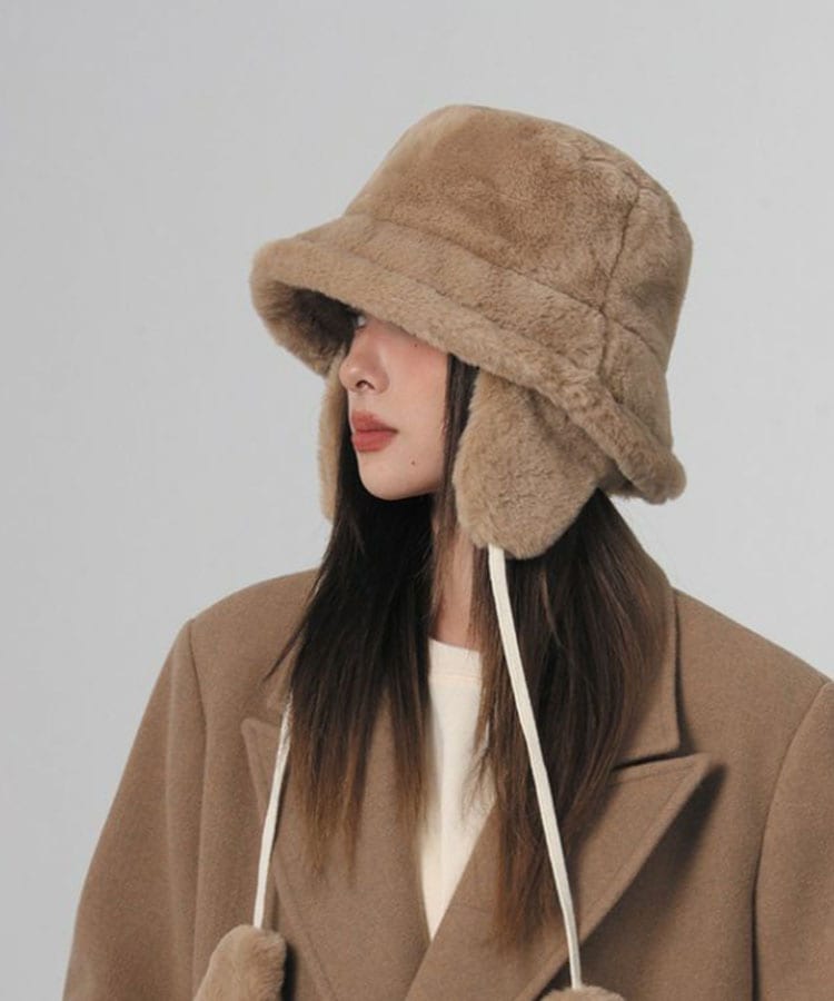 2way 取り外し イヤーマフ付き ファー ハット


