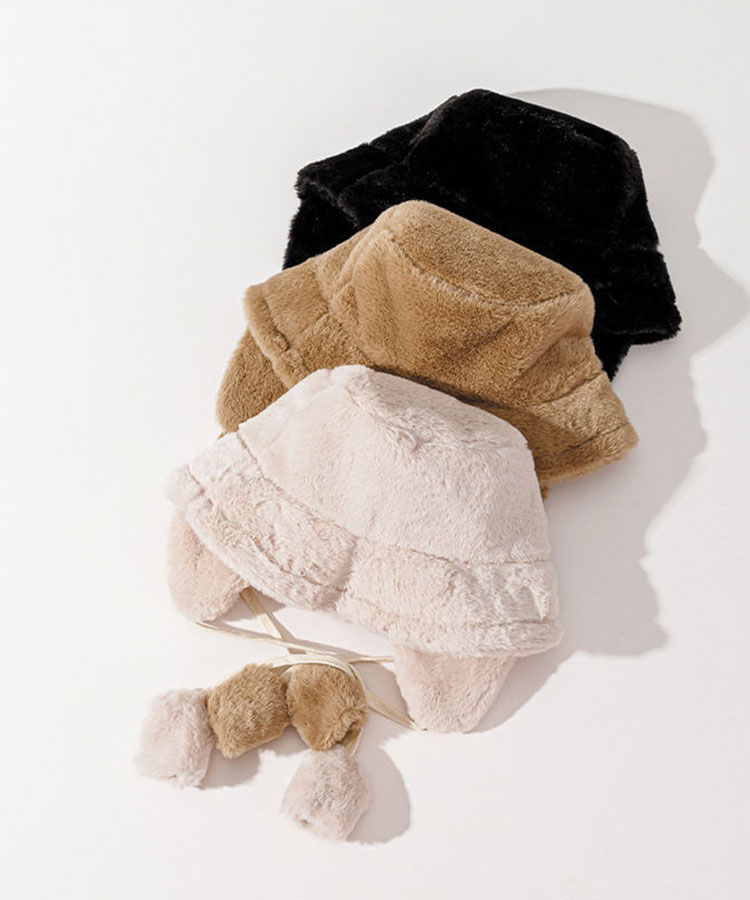 2way 取り外し イヤーマフ付き ファー ハット

