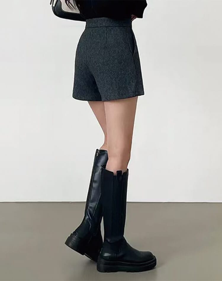 台形 シルエット 秋 冬 ショートパンツ