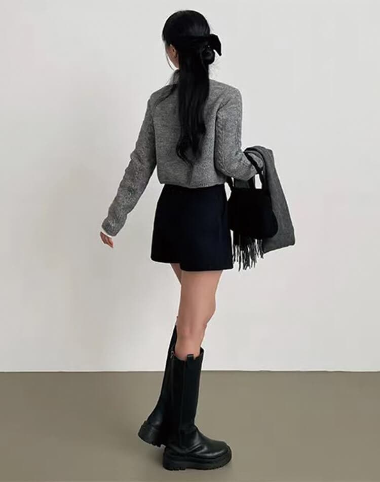 台形 シルエット 秋 冬 ショートパンツ